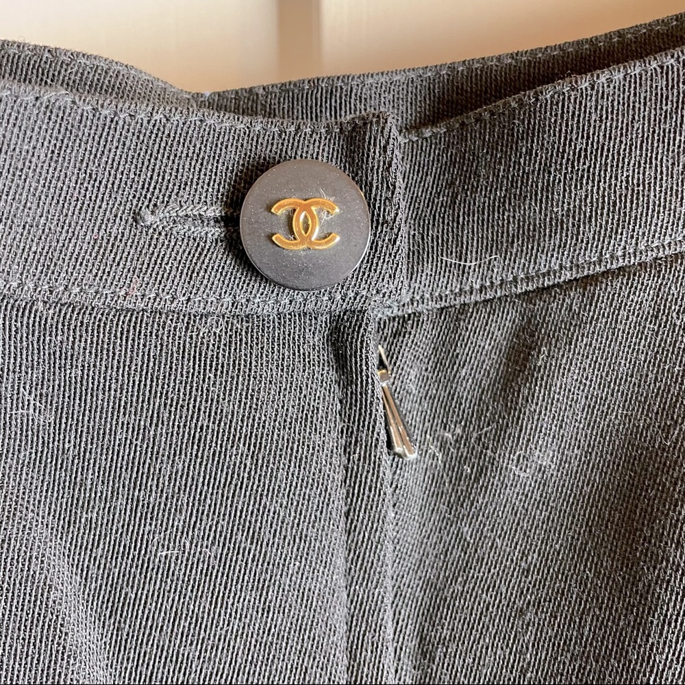 Vintage Chanel classic black wool pencil skirt